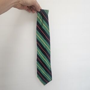 Abercrombie & Fitch Green Tie with Navy, Yellow & Red Stripes